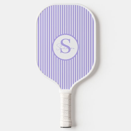 Elegant Blush Striped Monogram Pickleball Paddle (Voorkant)