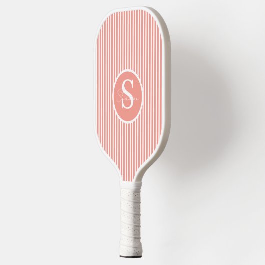 Elegant Blush Striped Monogram Pickleball Paddle (Links)