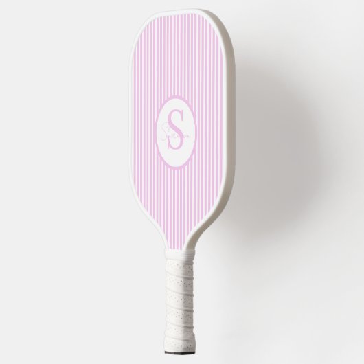 Elegant Blush Striped Monogram Pickleball Paddle (Links)