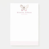 Elegant Blush Stripes & Butterfly Post-it Notes (Voorkant)