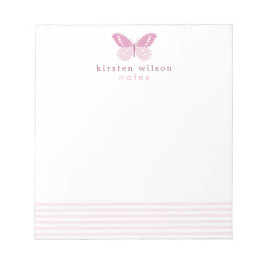 Elegant Blush Stripes & Butterfly - Speciaal Notitieblok
