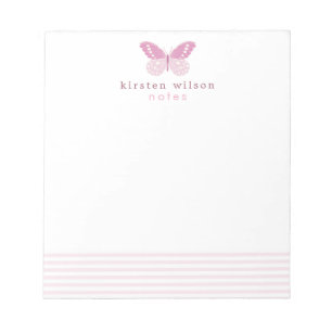 Elegant Blush Stripes & Butterfly - Speciaal Notitieblok