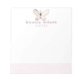 Elegant Blush Stripes & Butterfly - Speciaal Notitieblok
