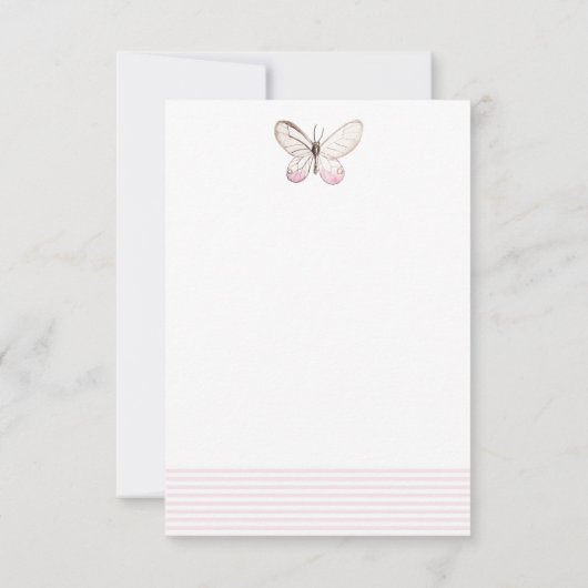 Elegant Blush Stripes & Butterfly - Speciaal Notitiekaartje (Achterkant)