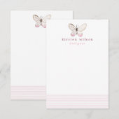 Elegant Blush Stripes & Butterfly - Speciaal Notitiekaartje (Voorkant / Achterkant)