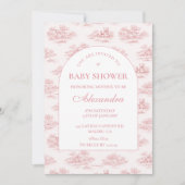 Elegant Blush Toile Baby Shower Kaart (Voorkant)