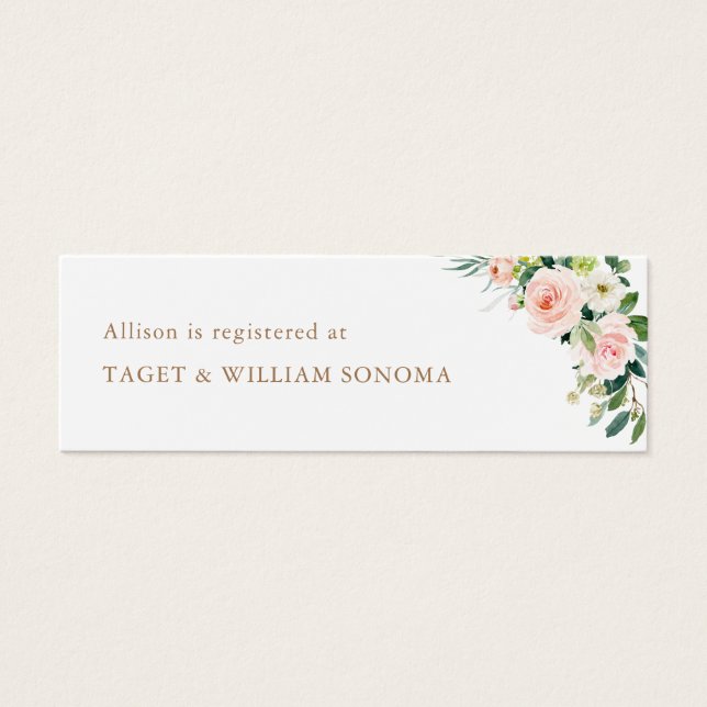 Elegant Blush Vrijgezellenfeest Registry Insert-ka Mini Visitekaartjes (Voorkant)