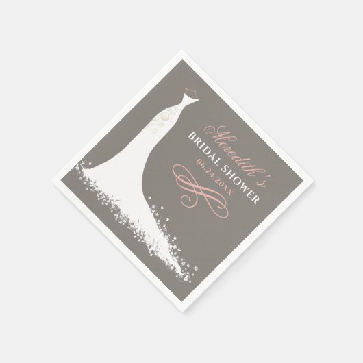 Elegant Blush Warm Gray Wedding Gown Vrijgezellenf Servetten (Hoek)