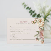 Elegant Blush Watercolor Peonies RSVP Card (Staand voorkant)