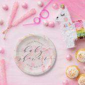 Elegant Blush Waterverf Baby shower Papieren Bordje (Feest)