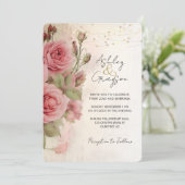 Elegant Blush Waterverf Bloemen Bruiloft Kaart (Staand voorkant)