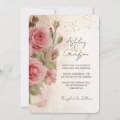 Elegant Blush Waterverf Bloemen Bruiloft Kaart (Voorkant)