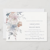 Elegant Blush Waterverf Bloemen Repetitie Diner Kaart (Voorkant)