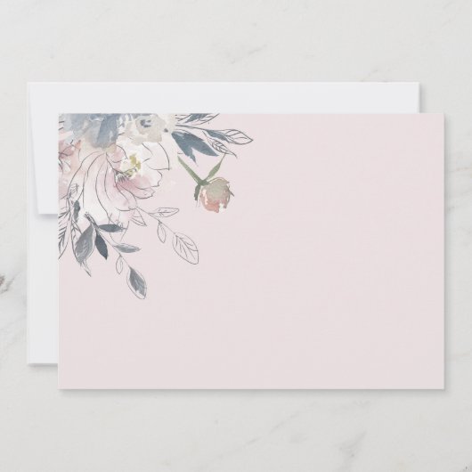 Elegant Blush Waterverf Bloemen Repetitie Diner Kaart (Achterkant)