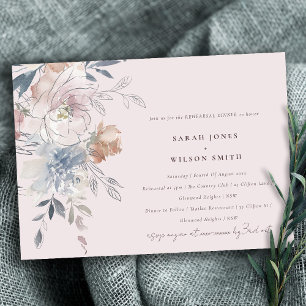 Elegant Blush Waterverf Bloemen Repetitie Diner Kaart