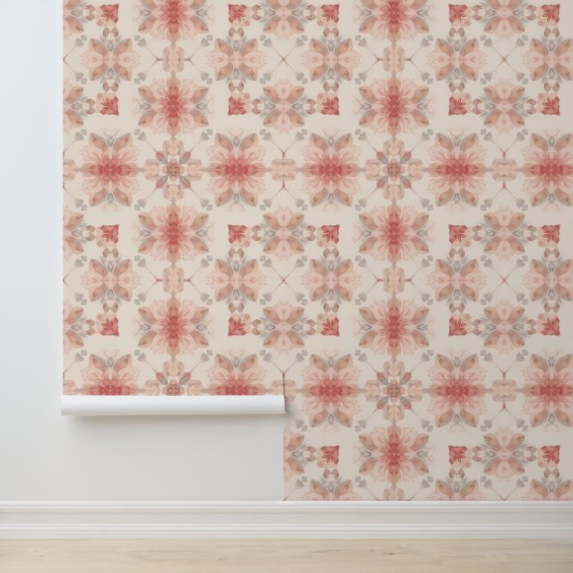 Elegant Blush Waterverf Bloemenpatroon Behang (Applicatie)