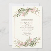 Elegant Blush Waterverf Botanische bruiloft Script Kaart (Voorkant)
