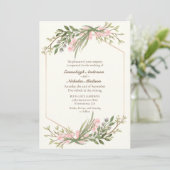 Elegant Blush Waterverf Botanische bruiloft Script Kaart (Staand voorkant)
