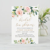 Elegant Blush Waterverf Bridal Tea Shower Kaart (Staand voorkant)