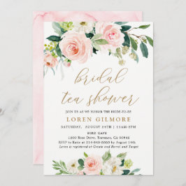 Elegant Blush Waterverf Bridal Tea Shower Kaart