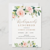 Elegant Blush Waterverf Bridesmaids' Luncheon Inv Kaart (Voorkant)