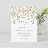 Elegant Blush Waterverf floral bruiloft Kaart (Staand voorkant)