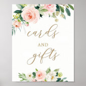 Elegant Blush Waterverf Floral Cards en Gifts Poster (Voorkant)