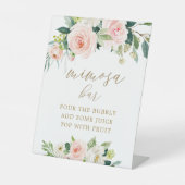 Elegant Blush Waterverf Floral Mimosa Bar Sign Reclamebord Met Voetstuk (Voorkant)