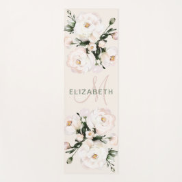 Elegant Blush Waterverf Floral Monogram Yogamat