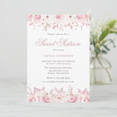 Elegant Blush Waterverf Floral Rozen Sweet 16 Kaart (Staand voorkant)