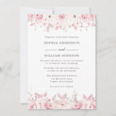 Elegant Blush Waterverf Floral Rozen Wedding Kaart (Voorkant)