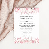 Elegant Blush Waterverf Floral Rozen Wedding Kaart