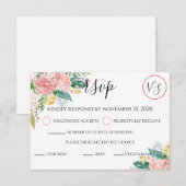 Elegant Blush Waterverf Floral RSVP Kaartje (Voorkant / Achterkant)