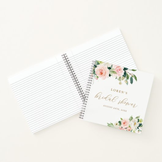 Elegant Blush Waterverf Floral Vrijgezellenfeest G Notitieboek (Binnen)