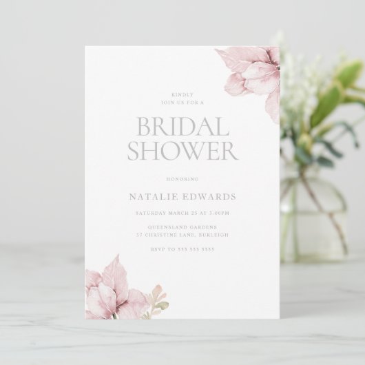 Elegant Blush Waterverf Floral Vrijgezellenfeest Kaart (Staand voorkant)