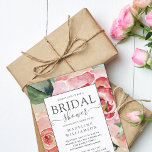 Elegant Blush Waterverf Floral Vrijgezellenfeest P Aankondigingskaart<br><div class="desc">Elegant Waterverf Blush Floral Bridal Shower Invitation Briefkaart. Mooie rozen met bladeren op een dramatisch blauw marineschip. U kunt uw bruiddoucheuitnodiging gemakkelijk personaliseren door onze gebruiksvriendelijke ontwerptool te gebruiken. Als u hulp nodig hebt die uw bruiddoucheuitnodiging personaliseert, aarzel dan niet om naar buiten te komen. Zoals wij op Facebook voor...</div>