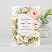 Elegant Blush Waterverf Floral Wedding Uitnodiging (Staand voorkant)