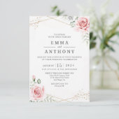 Elegant Blush Waterverf Floral Wedding Uitnodiging (Staand voorkant)