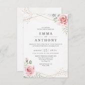 Elegant Blush Waterverf Floral Wedding Uitnodiging (Voorkant / Achterkant)