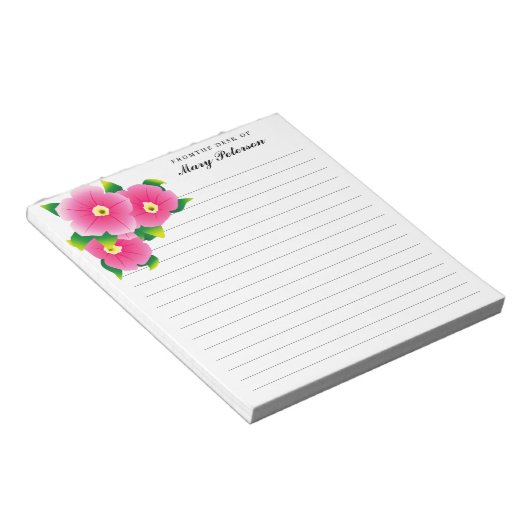 Elegant Blush Waterverf Flowers gepersonaliseerd Notitieblok (Schuin)