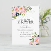 Elegant Blush Waterverf Flowers Vrijgezellenfeest Kaart (Staand voorkant)