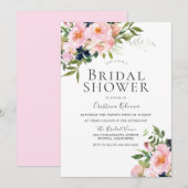 Elegant Blush Waterverf Flowers Vrijgezellenfeest Kaart (Voorkant / Achterkant)