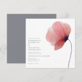 Elegant Blush Waterverf Poppy Gray Wedding Kaart (Voorkant / Achterkant)