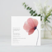 Elegant Blush Waterverf Poppy Gray Wedding Kaart (Staand voorkant)