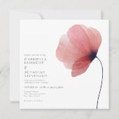 Elegant Blush Waterverf Poppy Gray Wedding Kaart (Voorkant)
