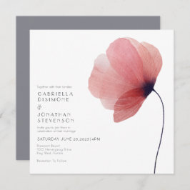 Elegant Blush Waterverf Poppy Gray Wedding Kaart