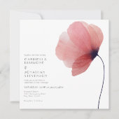 Elegant Blush Waterverf Poppy Wedding Kaart (Voorkant)
