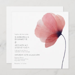 Elegant Blush Waterverf Poppy Wedding Kaart