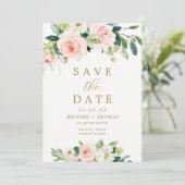 Elegant Blush Waterverf Save the Date Cards Kaart (Staand voorkant)