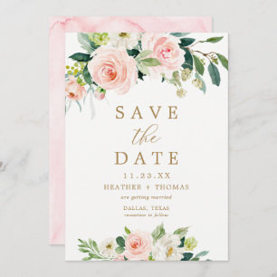 Elegant Blush Waterverf Save the Date Cards Kaart